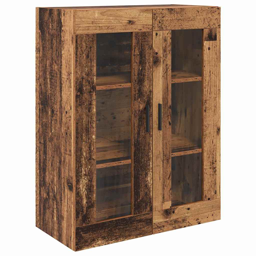 Highboard 2 pcs Gammelt træ Ingeniørtræ og glas
