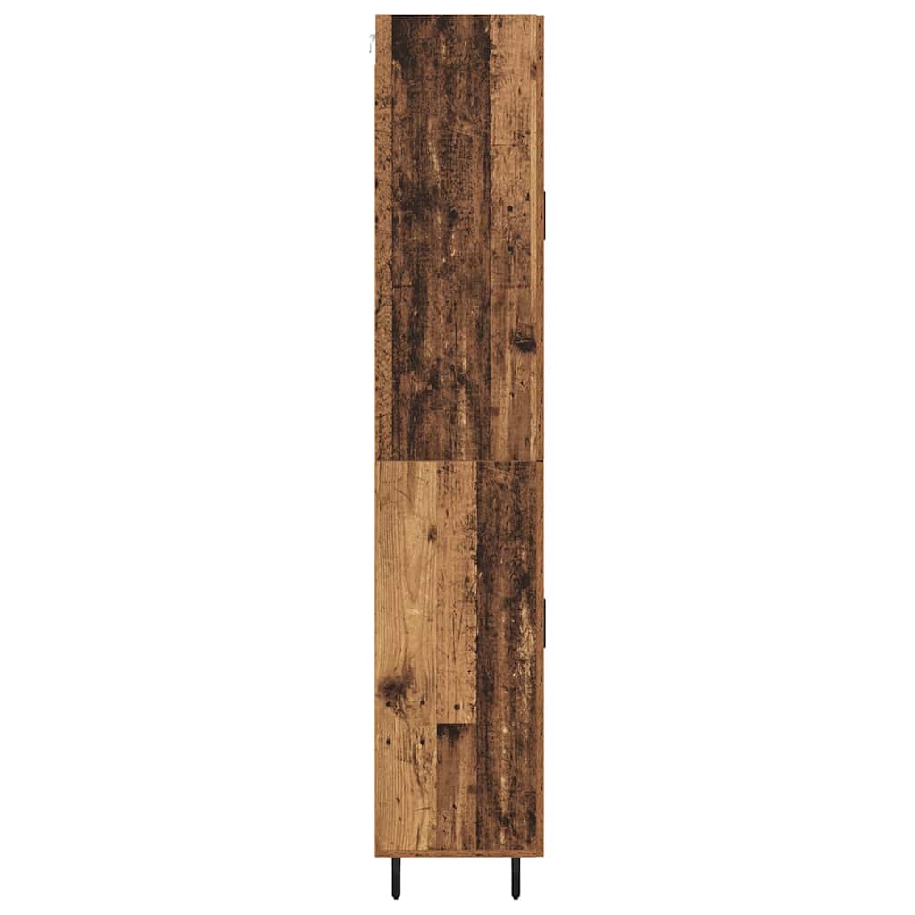 Highboard 2 pcs Gammelt træ Ingeniørtræ og glas