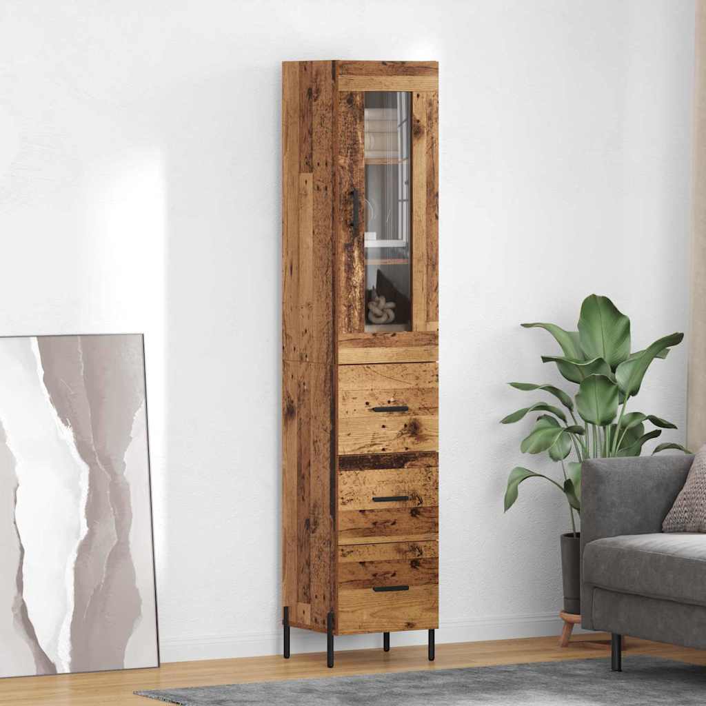 Highboard Gammelt træ 34,5 x 34 x 180 cm Konstrueret træ