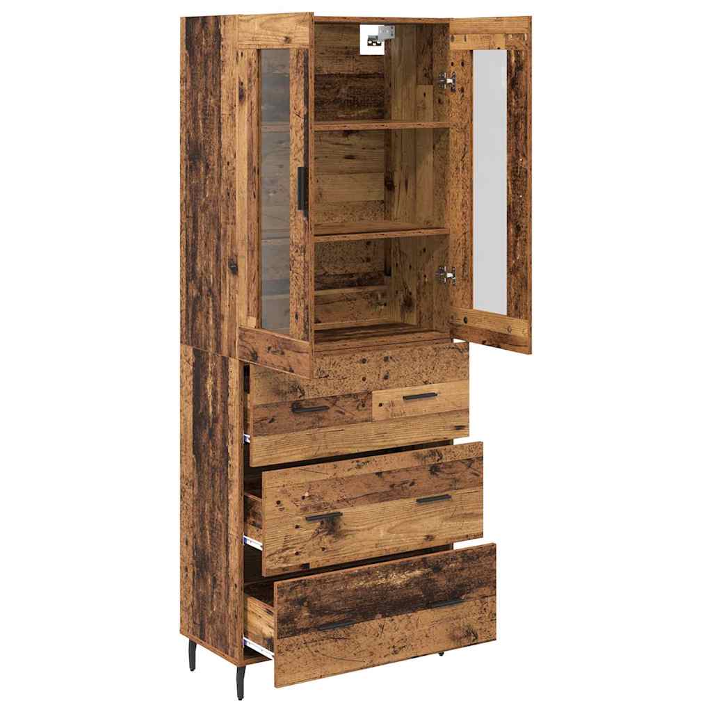 Highboard med skuffe 2 pcs Gammelt træ Konstrueret træ