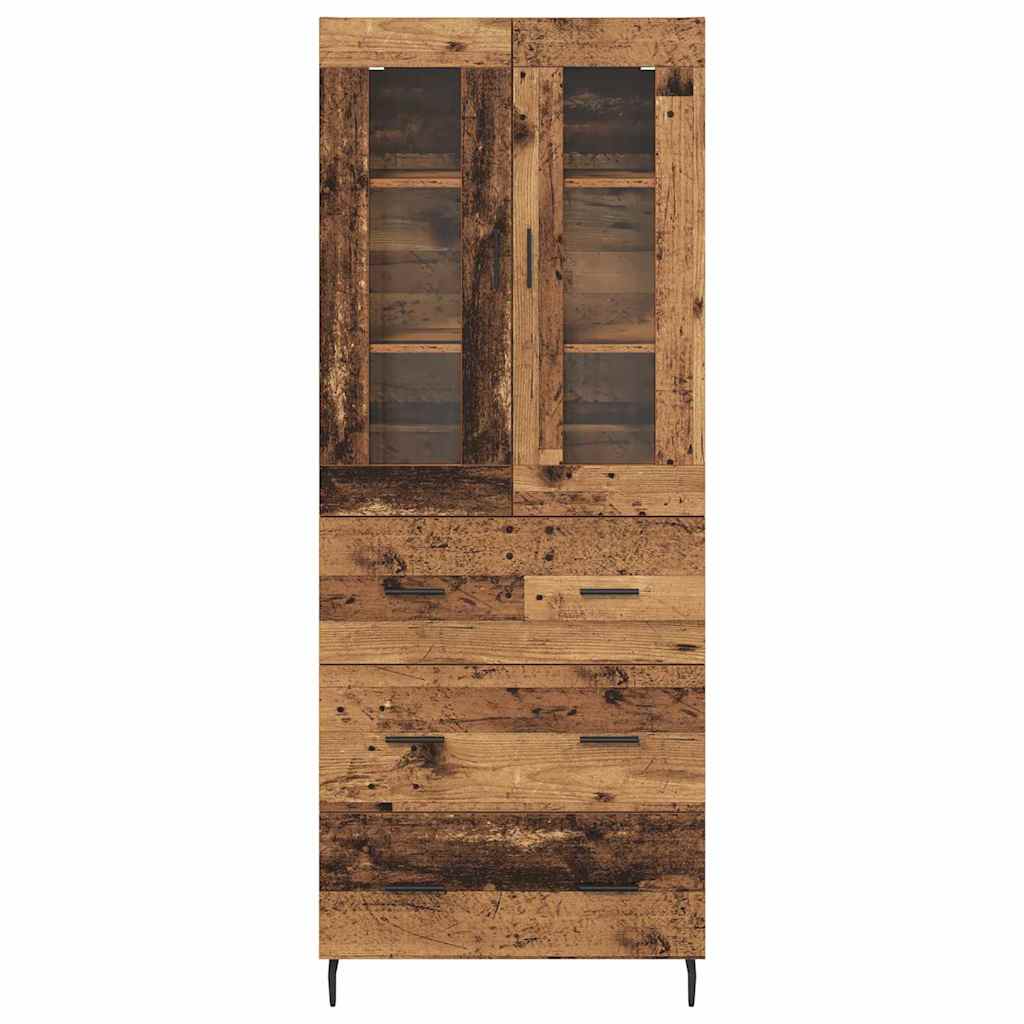 Highboard med skuffe 2 pcs Gammelt træ Konstrueret træ