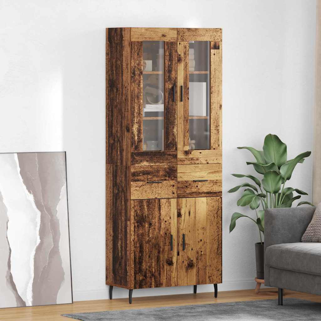 Highboard med skuffe 2 pcs Gammelt træ Konstrueret træ