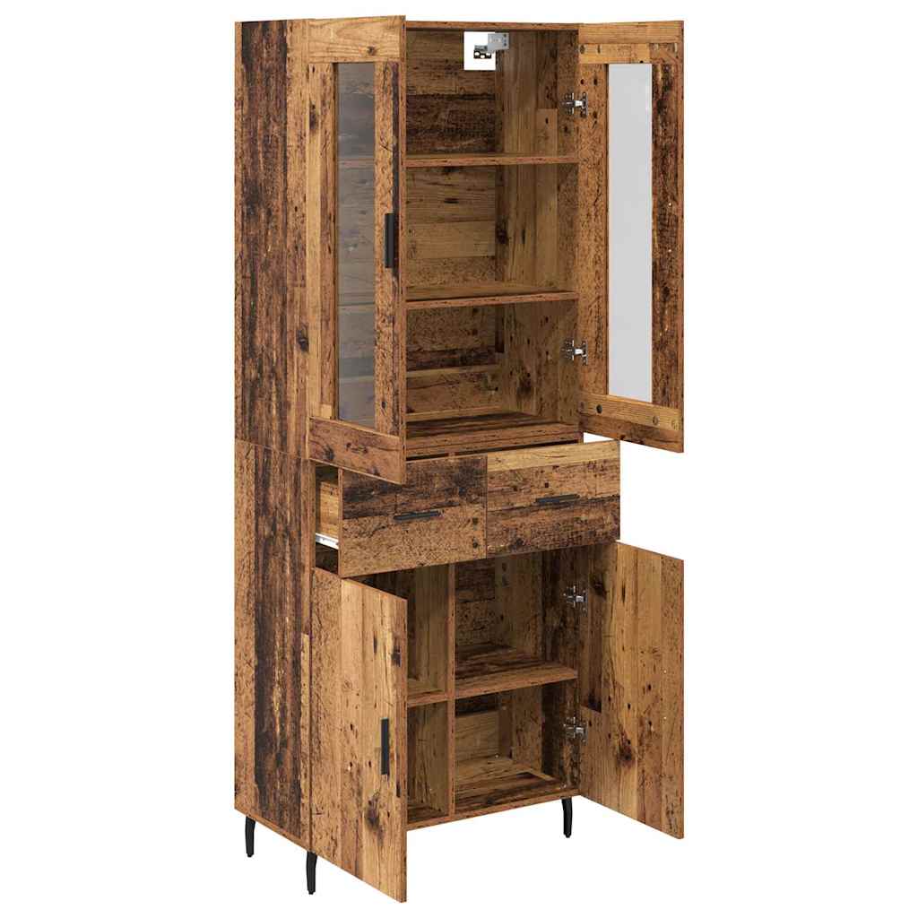 Highboard med skuffe 2 pcs Gammelt træ Konstrueret træ