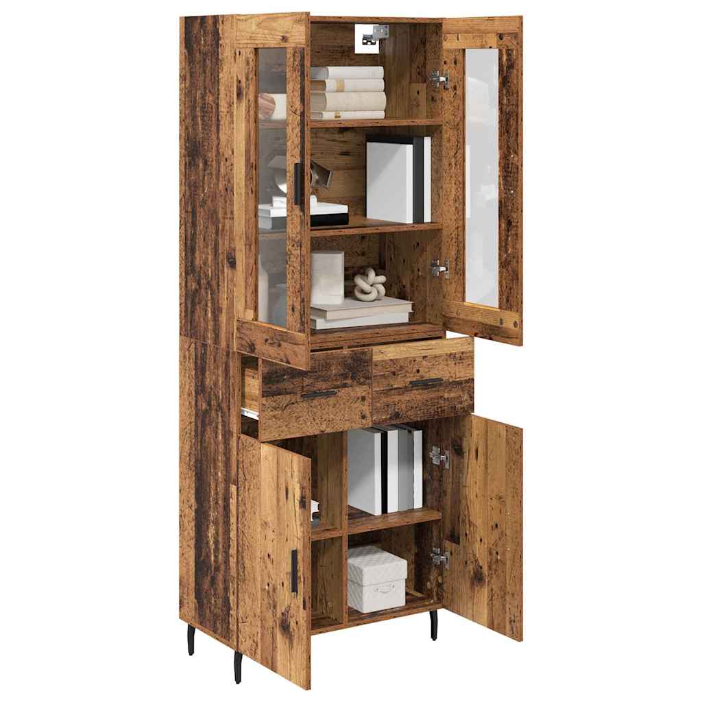 Highboard med skuffe 2 pcs Gammelt træ Konstrueret træ
