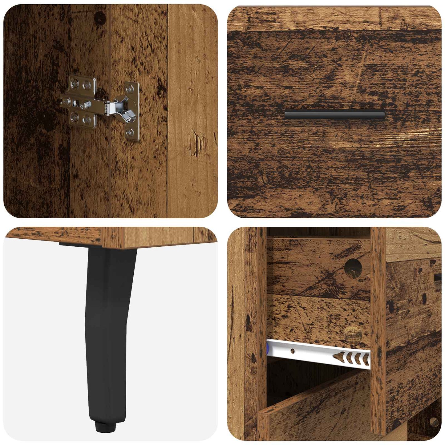 Highboard med skuffe 2 pcs Gammelt træ Konstrueret træ