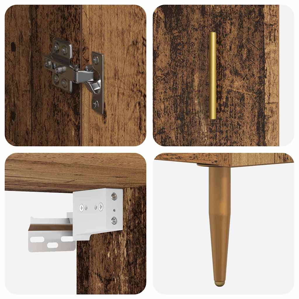 Highboard 2 pcs Gammelt træ Konstrueret træ