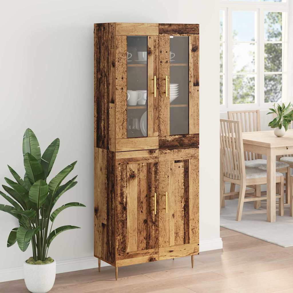 Highboard 2 pcs Gammelt træ Konstrueret træ