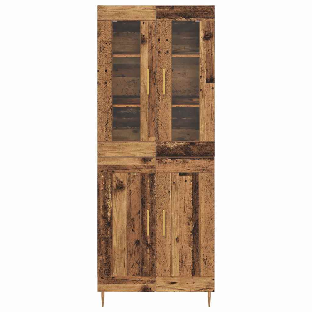 Highboard 2 pcs Gammelt træ Konstrueret træ