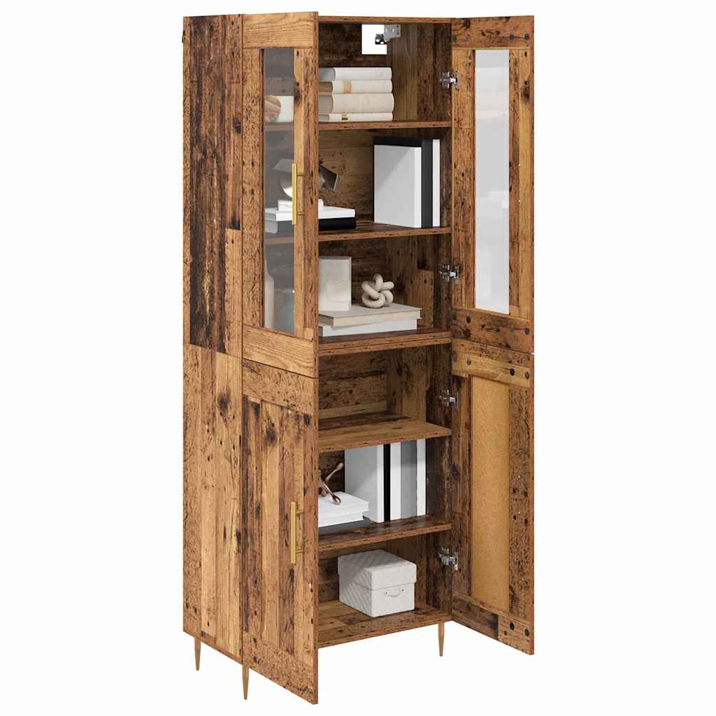 Highboard 2 pcs Gammelt træ Konstrueret træ