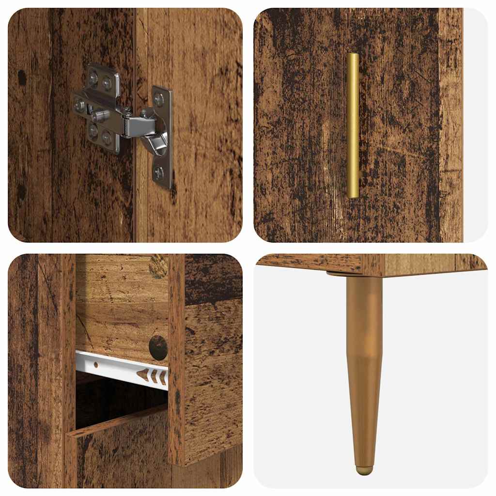 Highboard med skuffe 2 pcs Gammelt træ Konstrueret træ