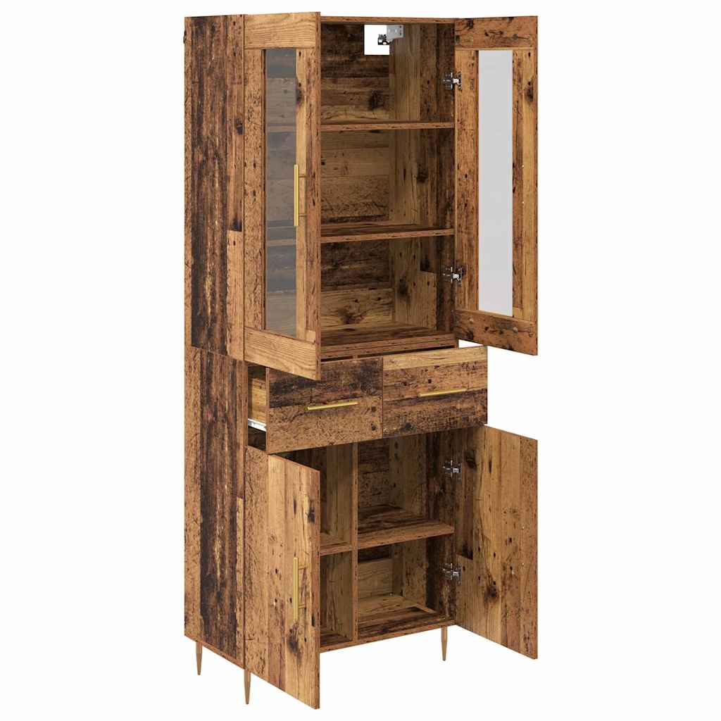 Highboard med skuffe 2 pcs Gammelt træ Konstrueret træ