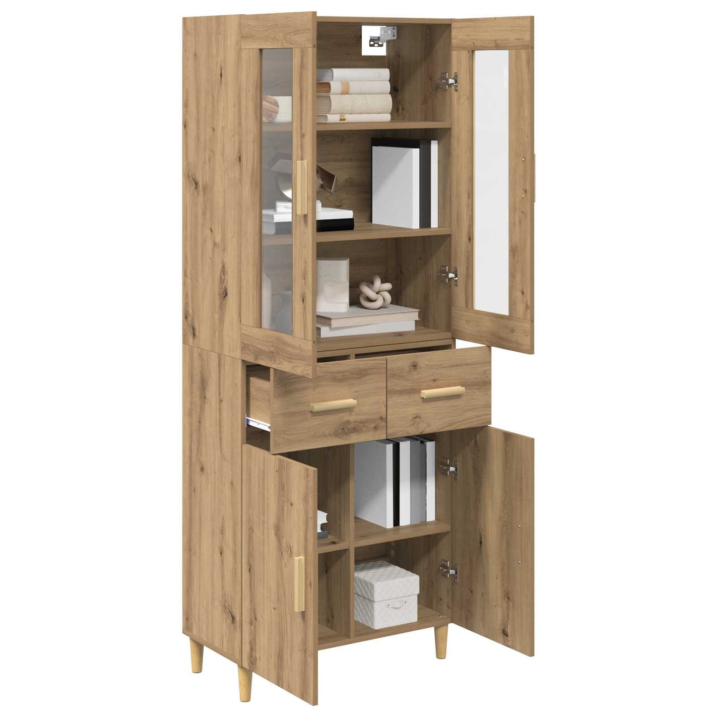 Highboard Artisan Egetræ 69,5 x 34 x 180 cm Konstrueret træ