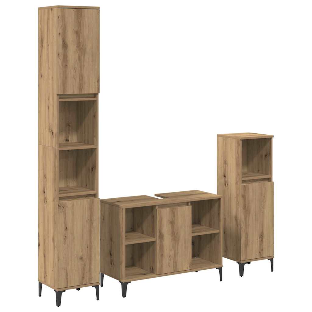 Badeværelsesmøbel sæt 3 stk. Artisan Egetræ 30 x 30 x 190 cm