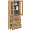 Highboard Artisan Egetræ 69,5 x 34 x 180 cm Ingeniørtræ og glas