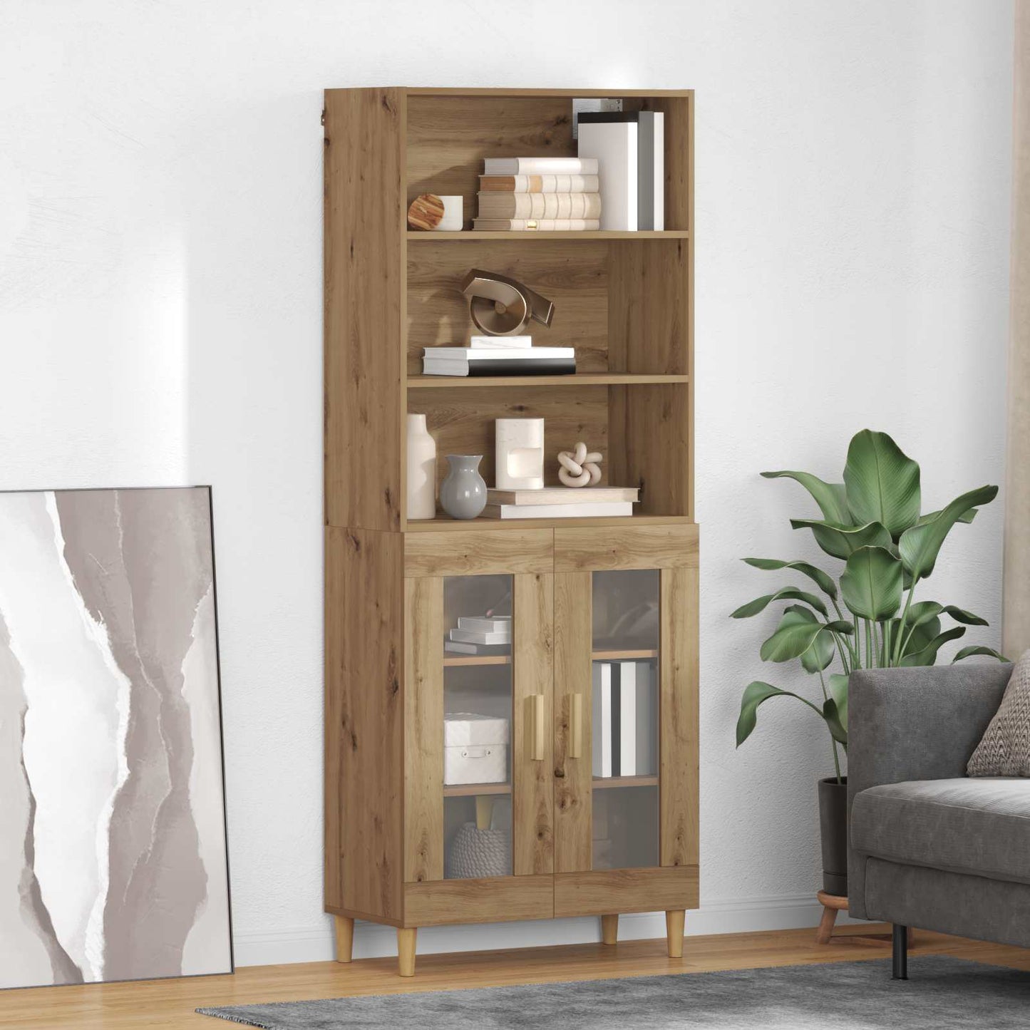Highboard Artisan Egetræ 69,5 x 32,5 x 180 cm Konstrueret træ