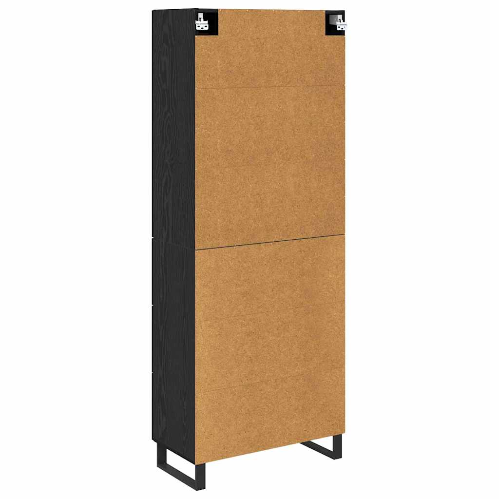 Highboard med skuffe Sort eg 69,5 x 34 x 180 cm Konstrueret træ