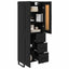Highboard med skuffe Sort eg 69,5 x 34 x 180 cm Konstrueret træ