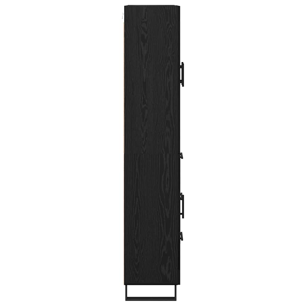Highboard med skuffe Sort eg 69,5 x 34 x 180 cm Konstrueret træ