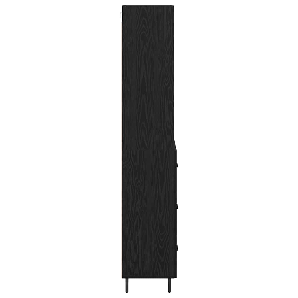 Highboard Sort eg 69,5 x 34 x 180 cm Ingeniørtræ og glas