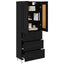 Highboard med skuffe Sort eg 69,5 x 34 x 180 cm Konstrueret træ