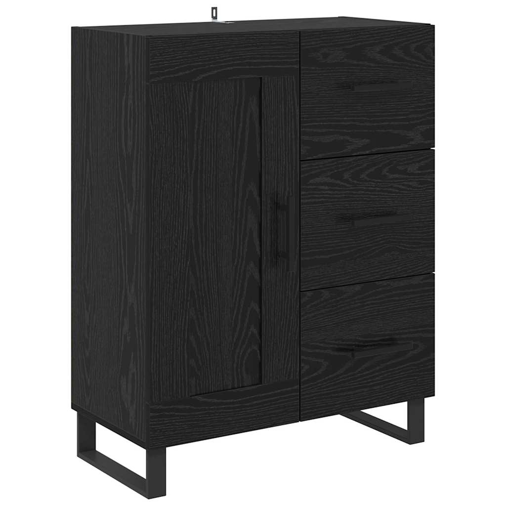 Highboard med skuffe 2 pcs Sort eg Konstrueret træ