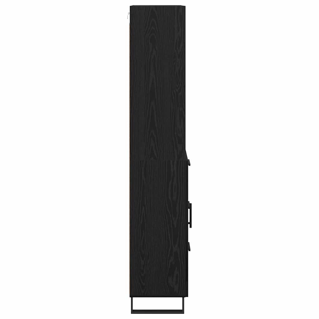 Highboard med skuffe 2 pcs Sort eg Konstrueret træ