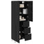 Highboard med skuffe 2 pcs Sort eg Konstrueret træ og glas