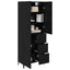 Highboard med skuffe Sort eg 69,5 x 34 x 180 cm Konstrueret træ