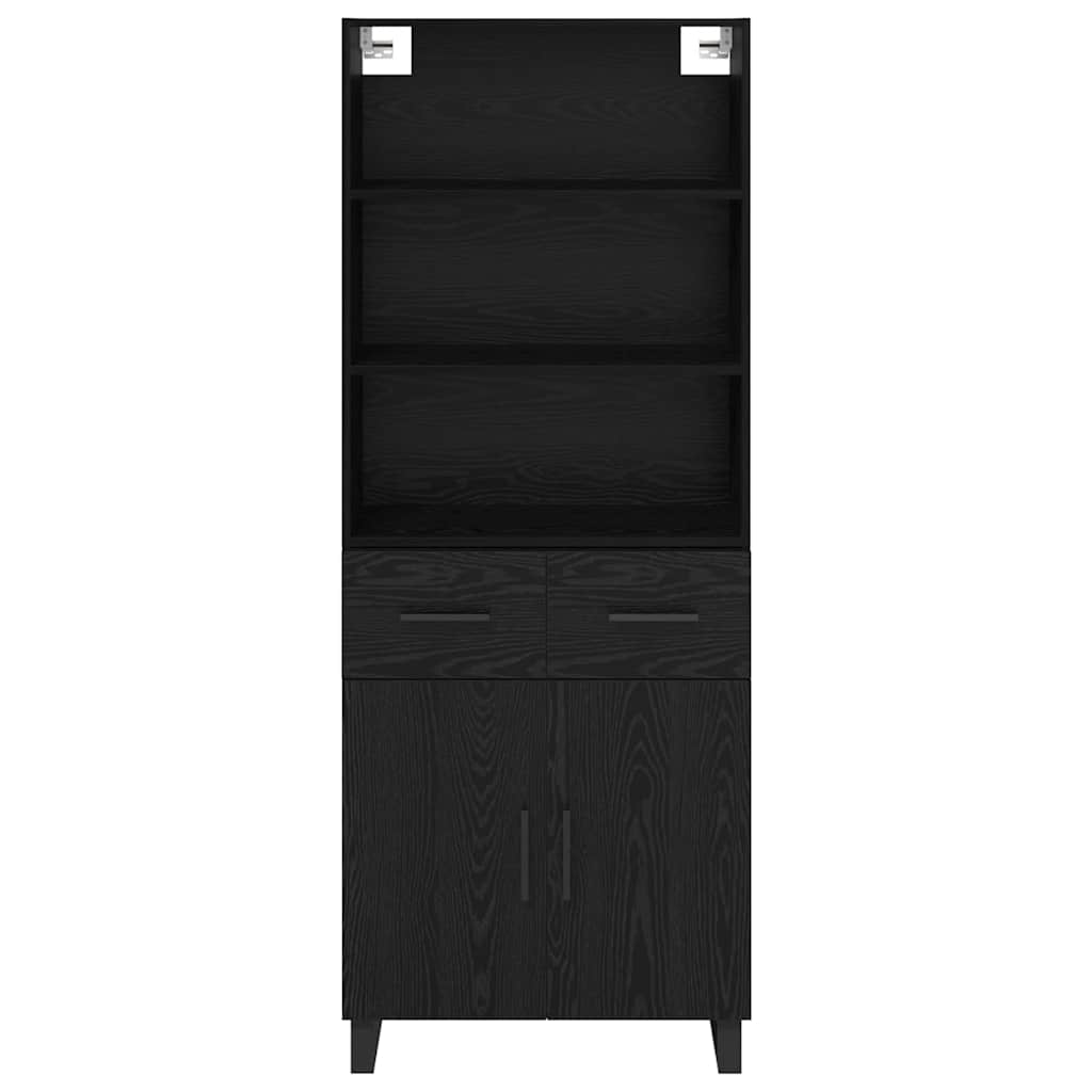 Highboard 2 pcs Sort eg 69,5 x 34 x 180 cm Konstrueret træ