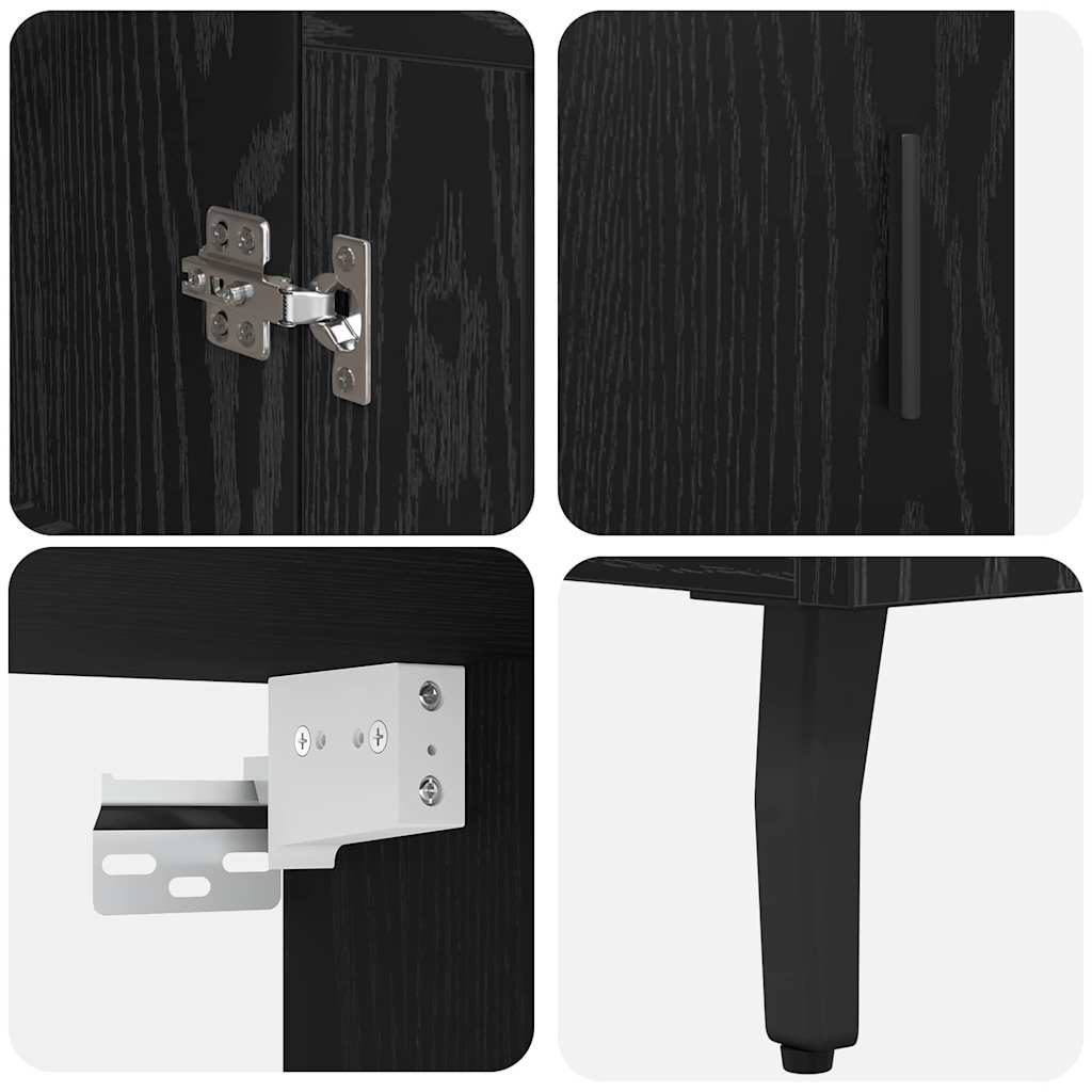 Highboard 2 pcs Sort eg Konstrueret træ