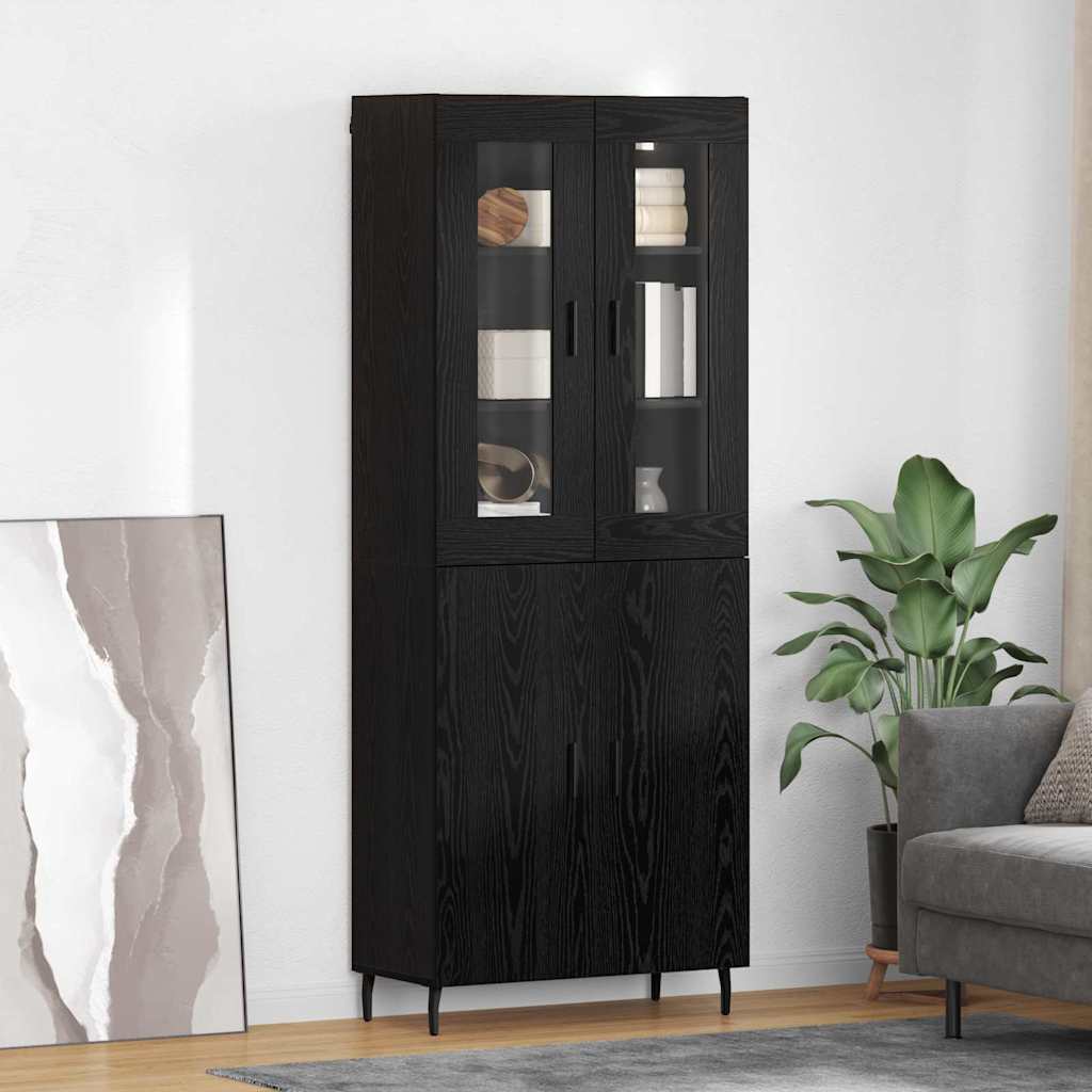 Highboard 2 pcs Sort eg Konstrueret træ