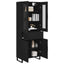 Highboard med skuffe 2 pcs Sort eg Ingeniørtræ og glas