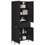 Highboard med skuffe Sort eg 69,5 x 34 x 180 cm Konstrueret træ