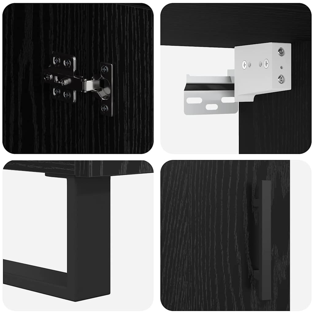 Highboard 2 pcs Sort eg Ingeniørtræ og glas