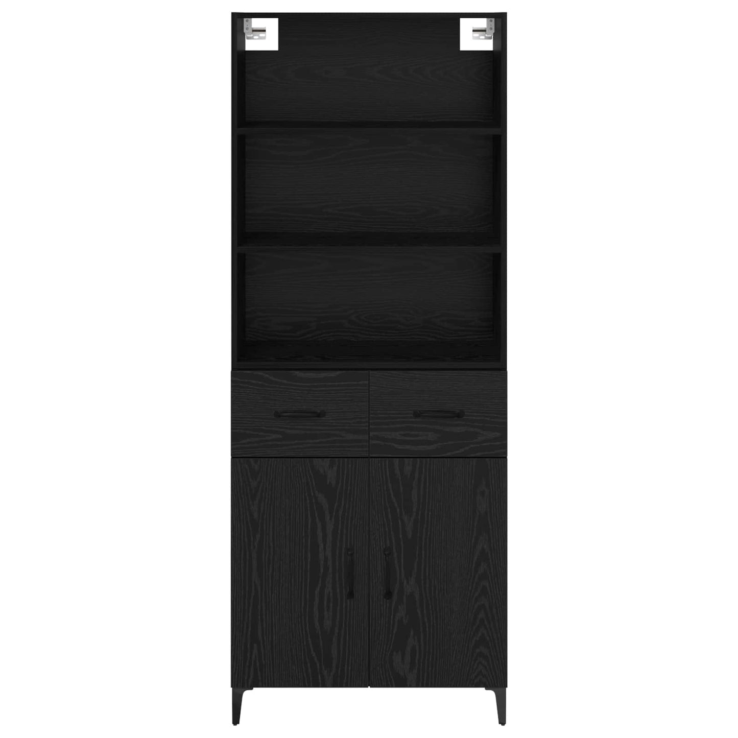 Highboard med skuffe Sort eg 69,5 x 34 x 180 cm Konstrueret træ