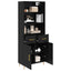 Highboard med skuffe Sort eg 69,5 x 34 x 180 cm Konstrueret træ