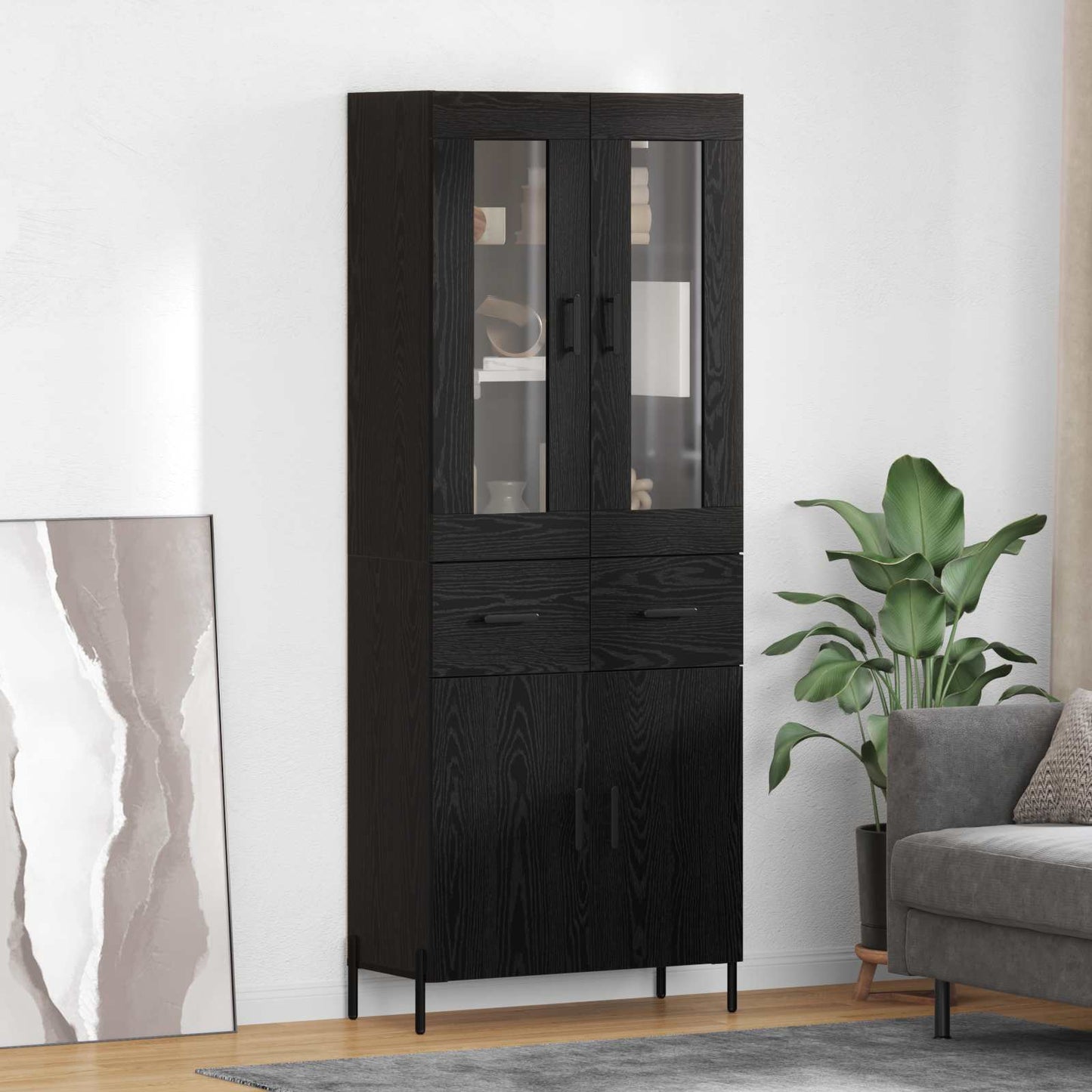 Highboard Sort eg 69,5 x 34 x 180 cm Konstrueret træ