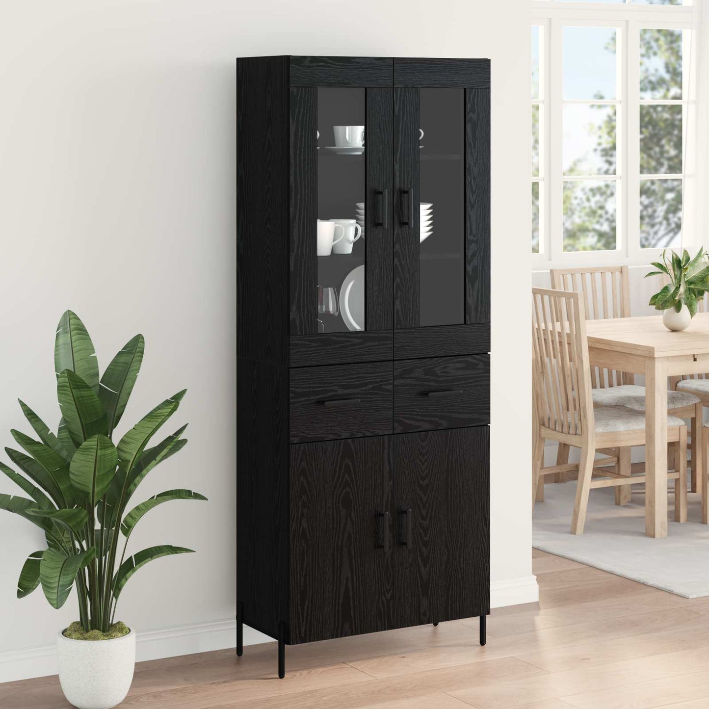 Highboard Sort eg 69,5 x 34 x 180 cm Konstrueret træ