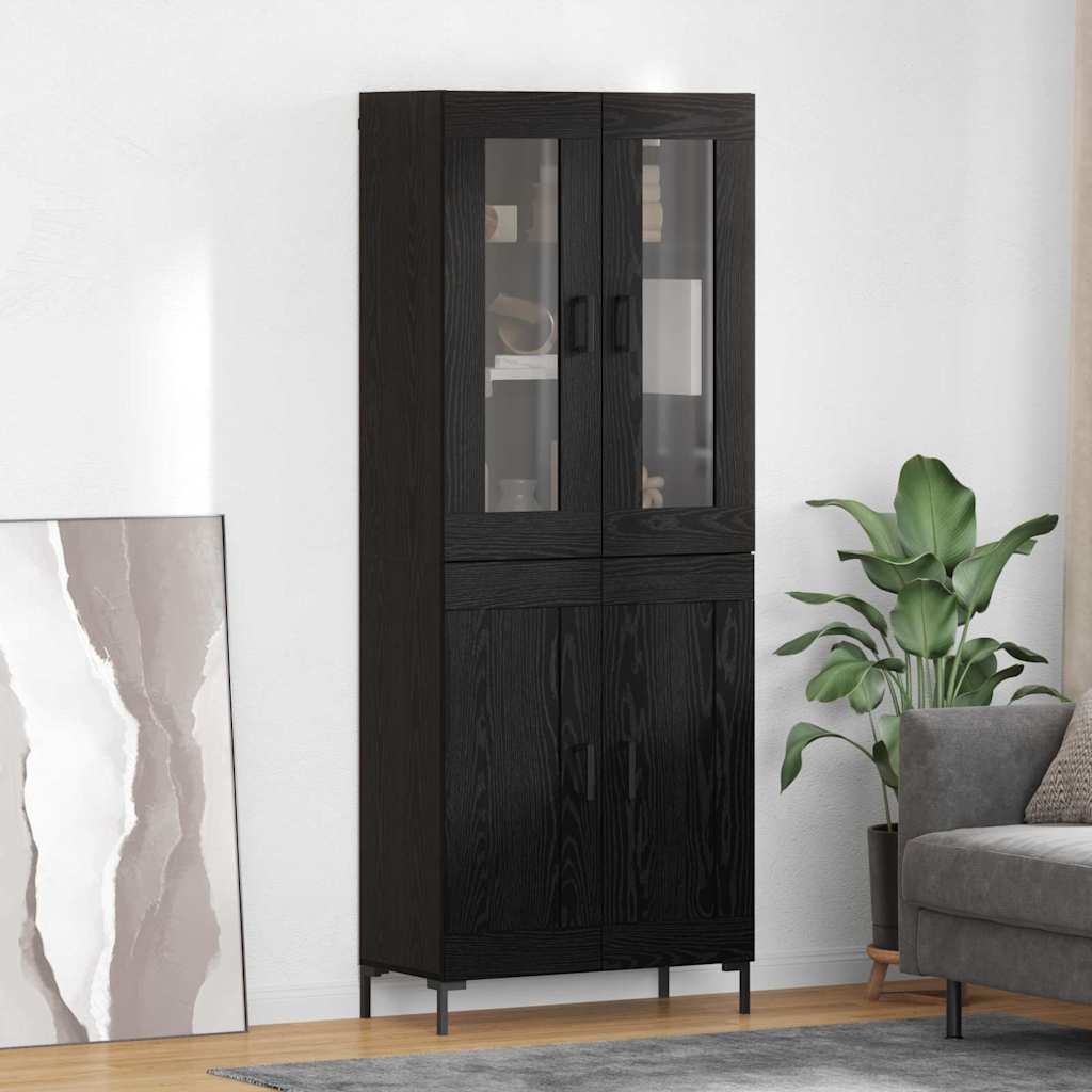 Highboard 2 pcs Sort eg Konstrueret træ
