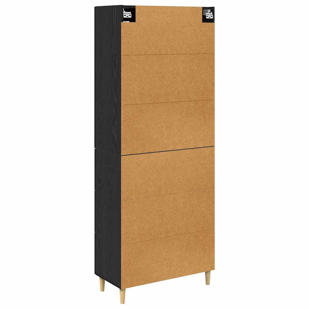 Highboard med skuffe Sort eg 69,5 x 34 x 180 cm Konstrueret træ