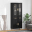 Highboard med skuffe Sort eg 69,5 x 34 x 180 cm Konstrueret træ