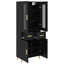 Highboard med skuffe Sort eg 69,5 x 34 x 180 cm Konstrueret træ