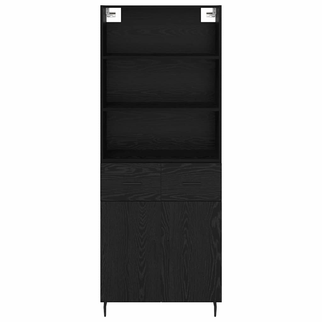 Highboard Sort eg 69,5 x 34 x 180 cm Ingeniørtræ og glas