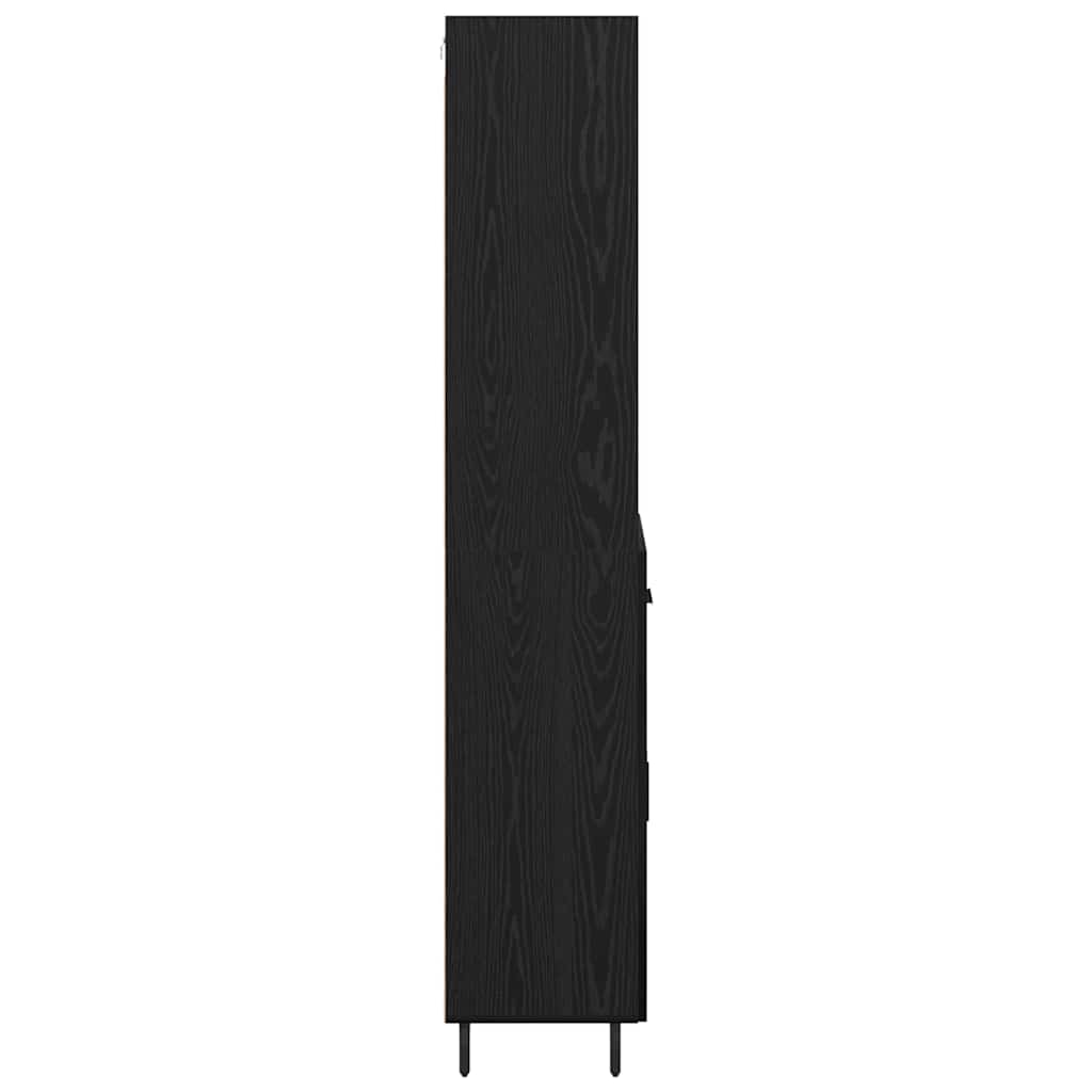 Highboard Sort eg 69,5 x 34 x 180 cm Ingeniørtræ og glas