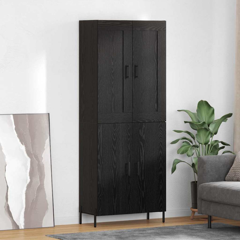 Highboard 2 pcs Sort eg Konstrueret træ