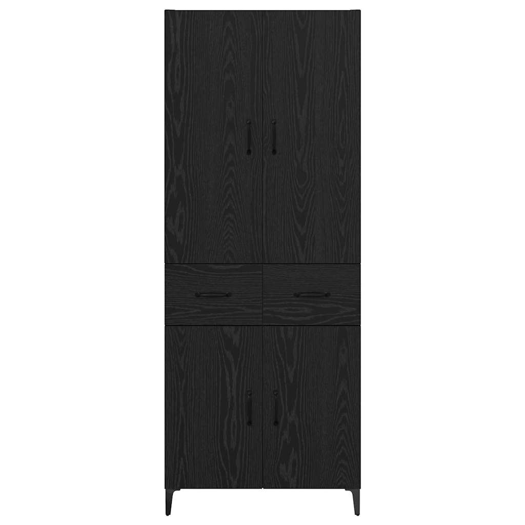 Highboard med skuffe Sort eg 69,5 x 34 x 180 cm Konstrueret træ