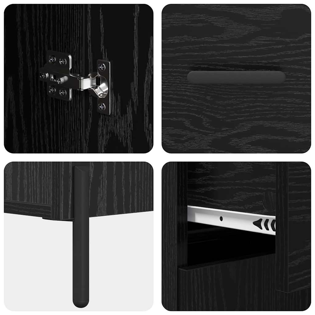 Highboard med skuffe 2 pcs Sort eg Konstrueret træ