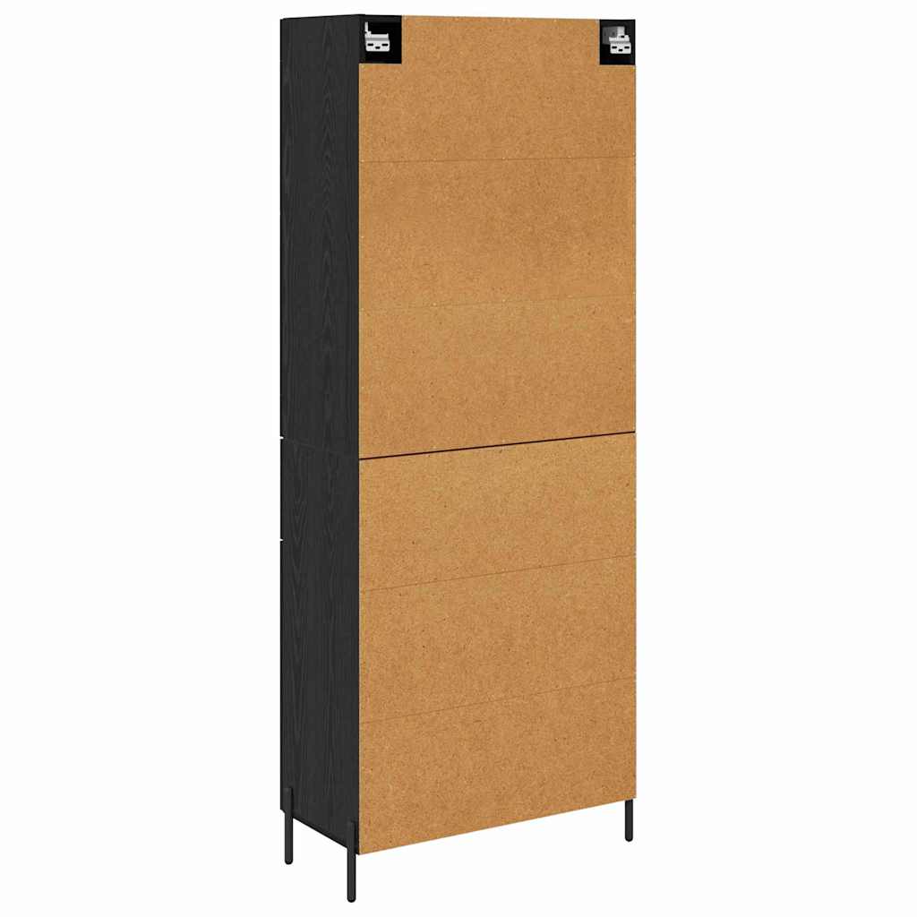 Highboard med skuffe 2 pcs Sort eg Konstrueret træ