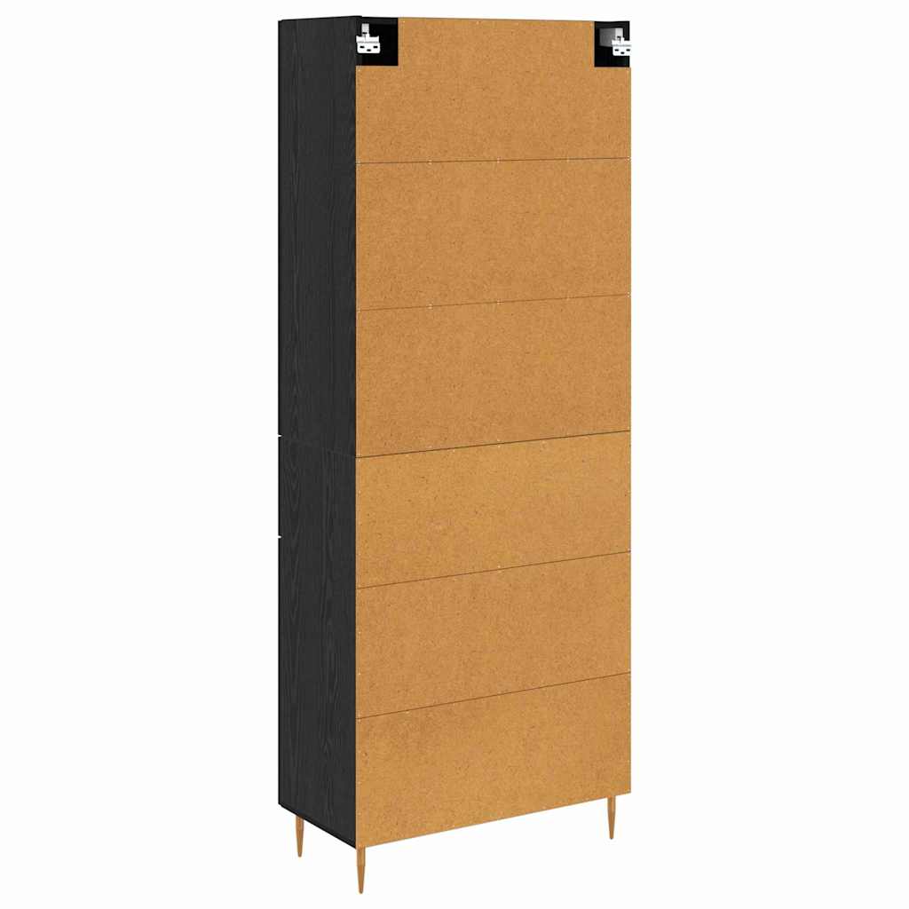 Highboard med skuffe Sort eg 69,5 x 34 x 180 cm Konstrueret træ