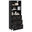 Highboard med skuffe Sort eg 69,5 x 34 x 180 cm Konstrueret træ
